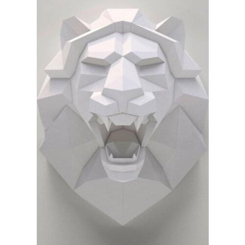 Lion Head 3D Paper Model Animal Sculpture Lion Papercraft DIY Craft for Living Room Decoration Home Decor Bar Wall Art