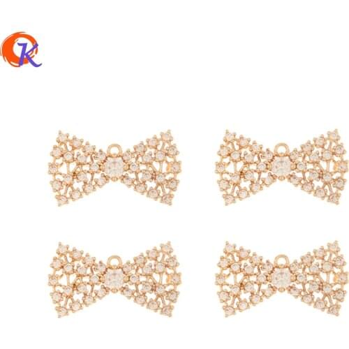 Cordial Design 40Pcs 10*16MM DIY Pendant/Jewelry Making/Earring Findings/Hand Made/Bowknot Shape/CZ Charms/Jewelry Accessories