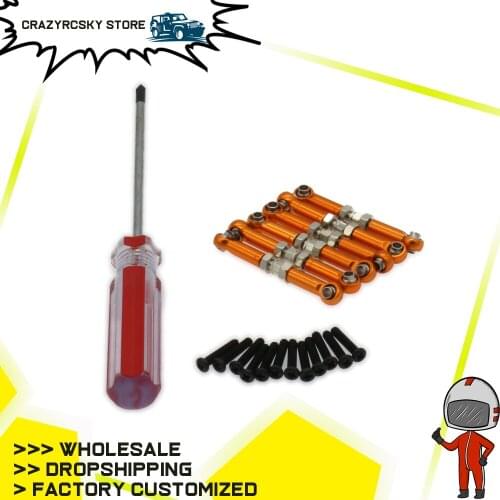 6PCS Steering Tie Rod+1PC Screw Driver For Rc Hobby Model Car 1/18 Wltoys A959 A969 A979 K929 A580068 etc Spare Toy Parts