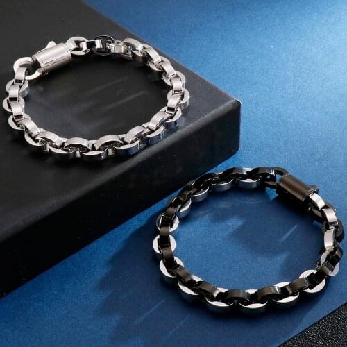 22.5CM Long 9MM Thick O Chain Bracelet Men Hip Hop Black Gold Stainless Steel Mens Bracelets 2020 Cool Best Friends Jewellery