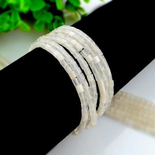 Natural stone white jade cylindrical loose beads 4x4mm semi-precious stones small beads Beads made necklace DIY bracelet 38cm