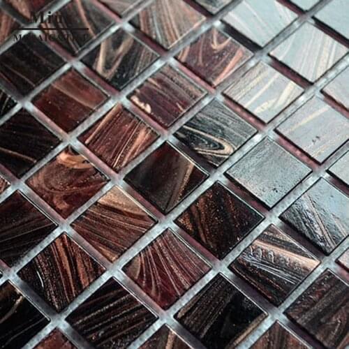 Wood grain dark brown Line glass mosaic