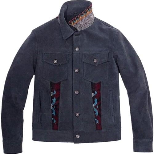 African Ethnic Pattern Jean Jacket and Coat For Men Plus Size 5XL Bomber Man Denim Coat Embroidery Streetwear European Clothing