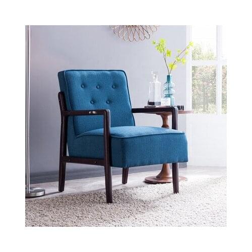 ChinaFurniture processing and production factory modern light luxury fabric wooden foot single sofa