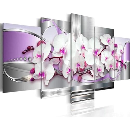 Purple Orchid Diamond Painting 5 Pieces Gorgeous flower Diamond embroidery 5d diy diamond mosaic diamond paint full round A963