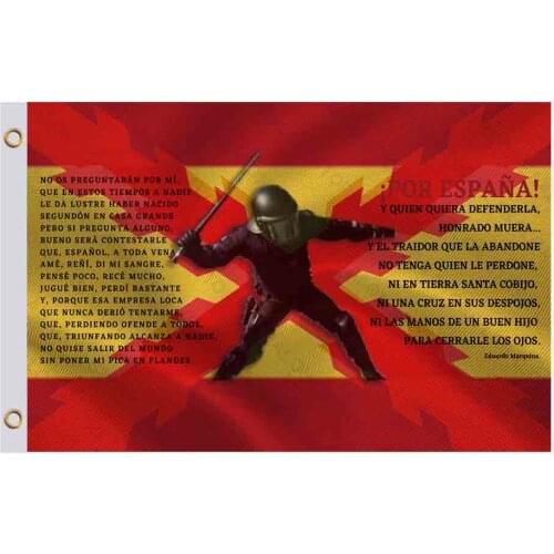 Spain Flag with Cross of Burgundy and poem of anthem of Tercios Spanish Army police riot police 3x5FT 90x150cm 100D Polyester