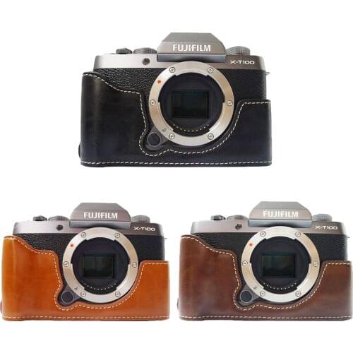 Pu Leather Camera half Body For Fujifilm Fuji XT100 XT-100 Camera Bag Base PU Case With Open battery directly