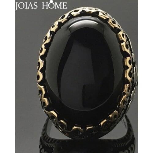 JoiasHome 925 sterling silver ring vintage Thai silver black zircon goose egg separation ring ladies party gift