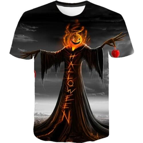 Fashion New Summer Halloween Pumpkin 3D Printed T-shirt Men Women Children Casual Short Sleeve Boys Girls Kids Trendyl Top Tees