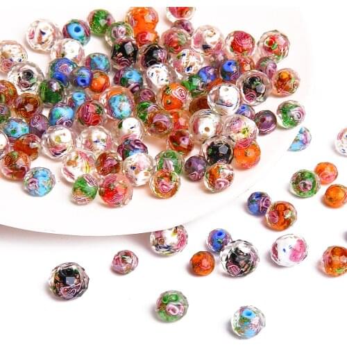 Fashion 10mm Murano Flower Rondelle Faceted Beads Transparent Glass Lampwork Beads For DIY Women Jewelry Making Bracelet Earring