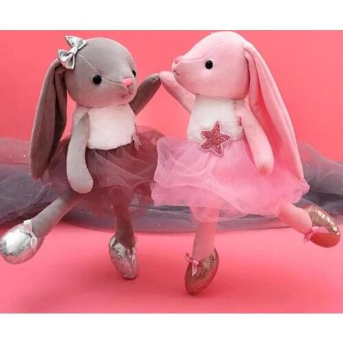 Cartoon Ballet Rabbit Plush Toy Cute Long Ear Bunny Doll For Kids Soft Plush Stuffed Animal Appease Sleeping Toy Home Decoration