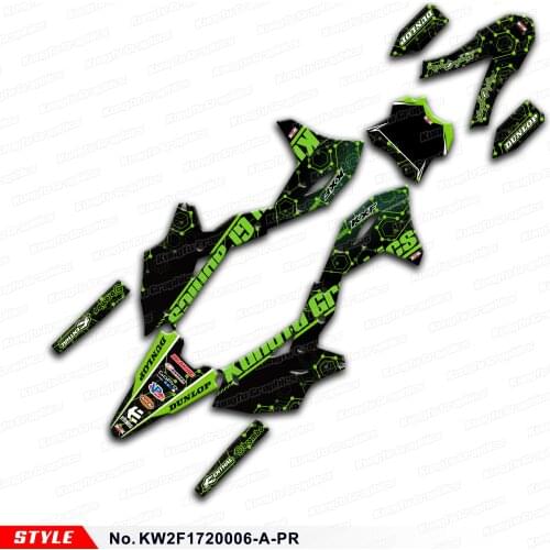 Aftermarket Enduro Stickers Racing Decals Graphics Vinyl Wraps for KX250F KXF 250 2017 2018 2019 2020, Style No.KW2F1720006-A-PR