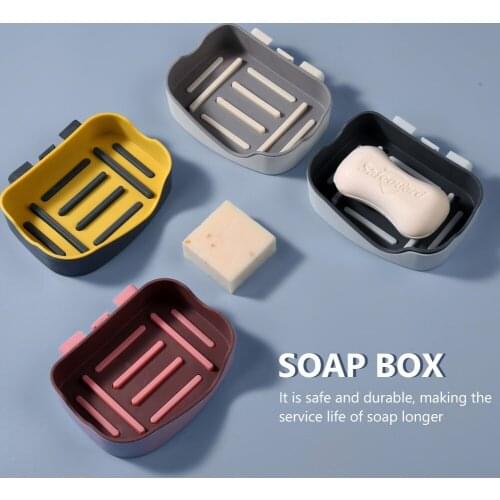 Adhesive Draining No Drilling Double-Deck Layer Soap Holder Self Soap Dish Rack Wall Box Tray For Bathroom Shower Accessories