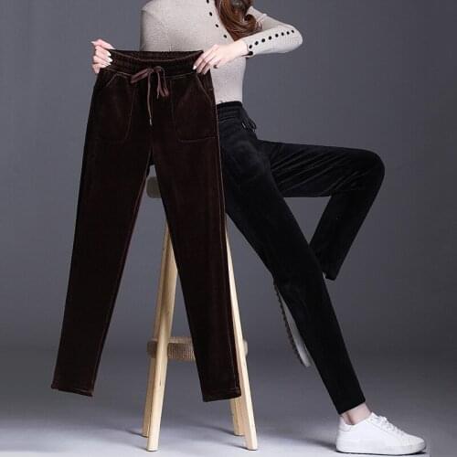 2021 New Woman Winter Velvet Warm Leggings Womens Plus Size 6xl Casual Skinny Stretchy Velour High Waist Pants Long Trousers