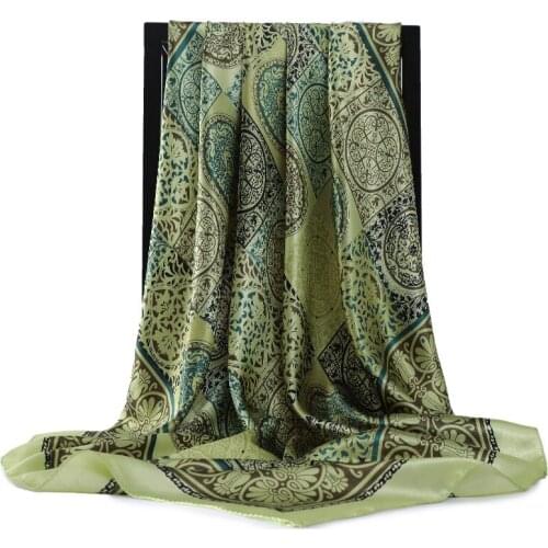 New High-Grade Kerchief Summer Print Bandana Popular Sunscreen Beach Towel Female 900X90CM Satin Silk Scarf Fashion Square Shawl