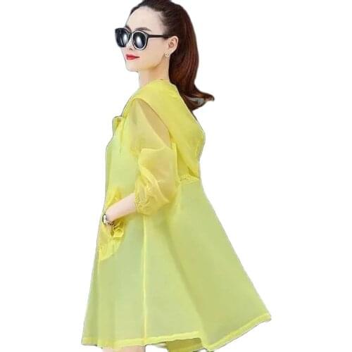 Womens Sun Protection Clothing Summer New Hooded Zipper Elegant Ladies Sun Protection Clothing Light Thin Female Trench Coat