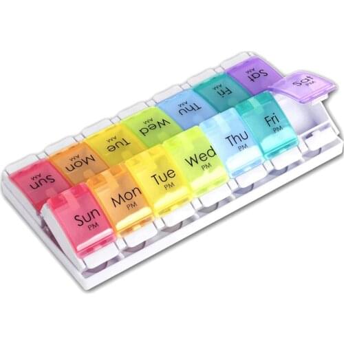 Portable Weekly 7-day Pill Organizer Travel Medicine Box Push Button Case Holder