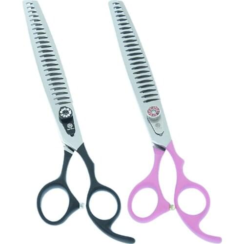 Purple Dragon 8.0" Professional Dogs Scissors 22 Teeth Fish Bone Pets Thinning Steel Animal Grooming Shears Hair Clippers B0060B