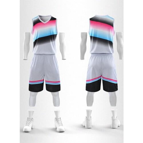 Iridescent basketball jersey suit 2020 men women blank team basketball shorts set clothes pocket basketball shirt uniform custom