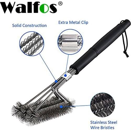 WALFOS high quality Grilling Cleaning Brush BBQ tool clean Brush Stainless Steel Brushes BBQ Tools
