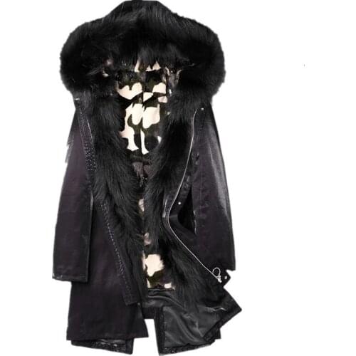 Real Fur Coat Winter Jacket Men Natural Rabbit Fur Liner Parka Men Raccoon Fur Collar Warm Parkas Plus Size F-CQ-1805 MY1815