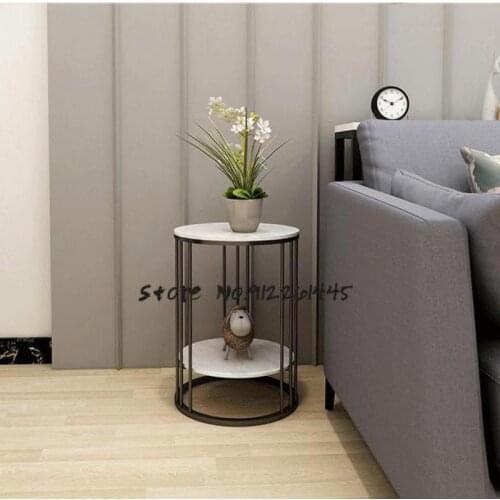 Nordic marble side table sofa side cabinet corner table movable net red small coffee light luxury simple bedside round table