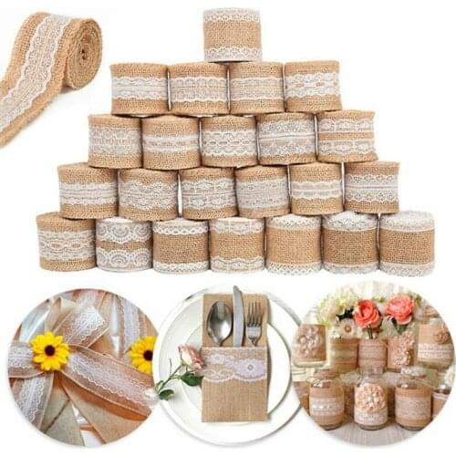 5cm Natural Retro Burlap Linen Jute Event Party Supplies Grass Wedding Table Cloth Tablecloth Christmas Hessian Table Runner 2M