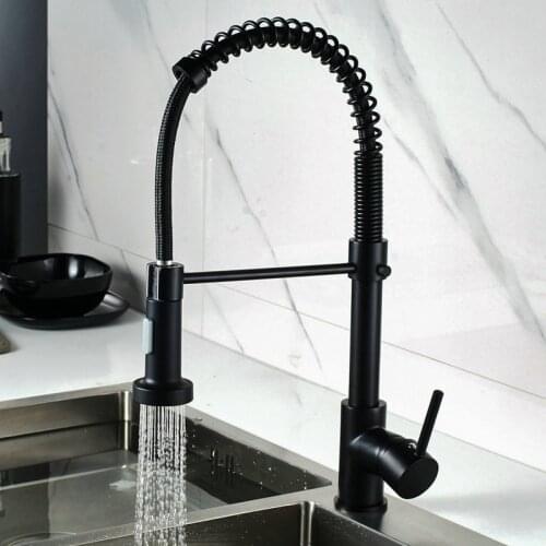 Matte Black Kitchen Faucet Deck Mounted Mixer Tap 360 Degree Rotation Stream Sprayer Nozzle Kitchen Sink Hot Cold Taps