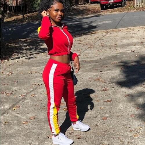 Sportwear Casual Tracksuit Women Clothing Autumn 2 Piece Set Crop Top and Pants Set Color Patchwork Joggers Women Matching Sets