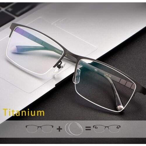Titanium Prescription Glasses Semi Rimmed Eyeglasses Progressive Photochromic Lenses Top Quality Eyeglasses