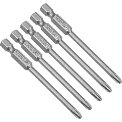 Uxcell 5 Pcs 4mm PH2 Magnetic Phillips Screwdriver Bits, 1/4 Inch Hex Shank 3-inch Length S2 Power Tool