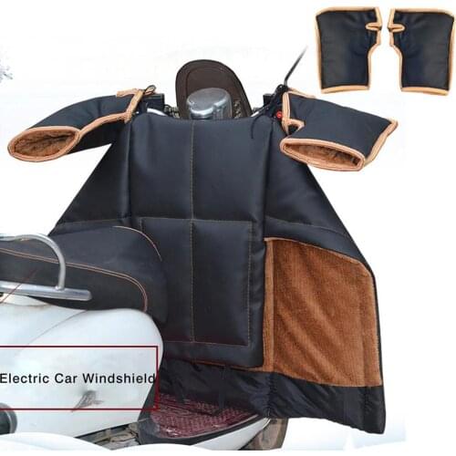 PU Waterproof Electric Car Black Windshield Thickening Motorcycle Cold Resistant Cover With Handle Sleeves Fast Shipping