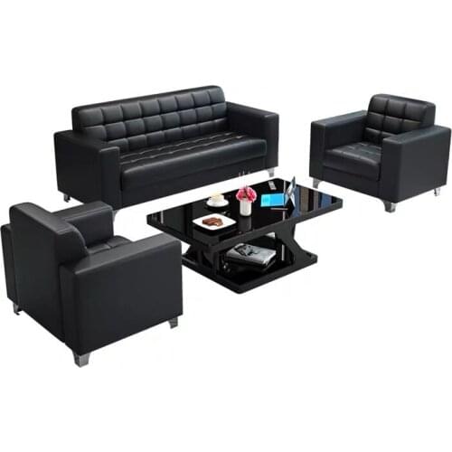 Modern and simple reception single three person office sofa and coffee table set