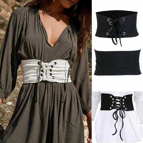 2019 Hot Sale Women Vintage Knitted Lace Up Corset Bandage Elastic Wide Waist Belt Waistband