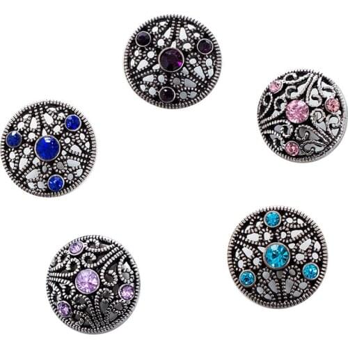 MDB18-57 New Arrival Snap Press Buttons With Rhinestone Fit ginger snap Bracelet DIY snaps charms for women jewelry BT8684