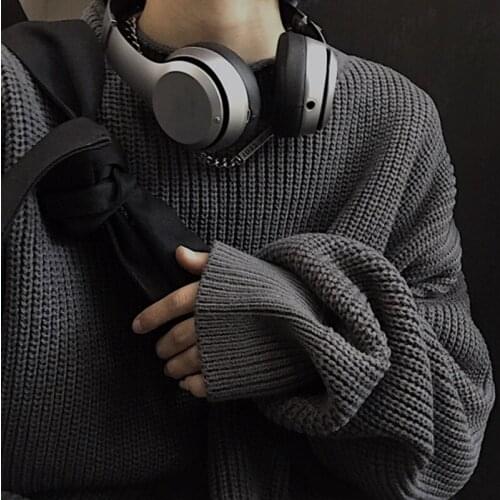 Winter Korean Women Round Neck Solid Harajuku Knitted Pullovers Sweater Loose Oversized Ladies Sweaters Sueter Mujer Female