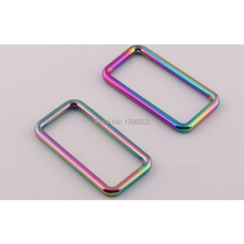 10pcs/lot 38mm inner Rainbow Color Rectangle Buckle Alloy Heavy Strong Handbag Strap Belt Webbing bag Decoration Leather Craft