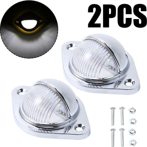 2pcs 3LED 10V-30V 0.5W Bright White Number Plate Lights Trailer Car Truck Caravan Van Boat Replace License Plate Light Lamps