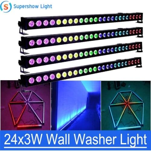 4Pcs/Lot 24x3W LED RGB 3in1 Led Wall Washer Light DMX Led Bar DMX Wash Stage Light for Party Wedding Events Lighting