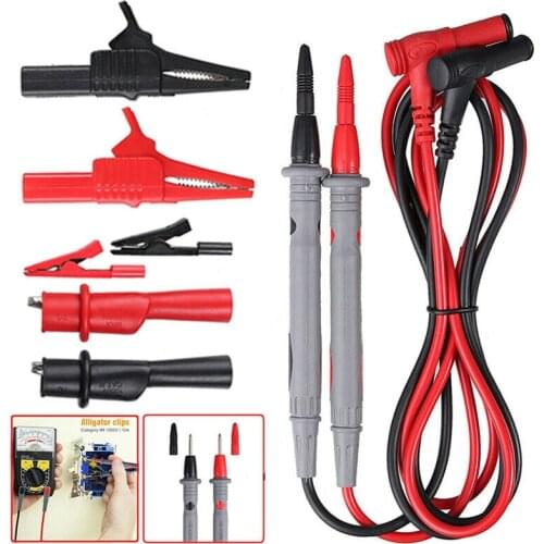 8pcs Universal Multimeter Test Leads Probes Cables Alligator Clips Set Measuring Device Electrical Instrument Parts