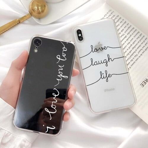 Couples Phone Case For iPhone 11 Pro Max 7 8 6 S Plus 5 S E X R XS Max Transparent Letter Love Soft TPU Silicone Back Cover Coqu