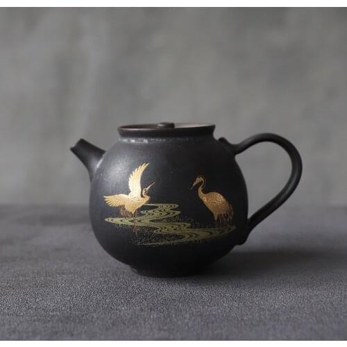 LUWU black ceramic teapots kettle chinese kung fu tea pot 180ml