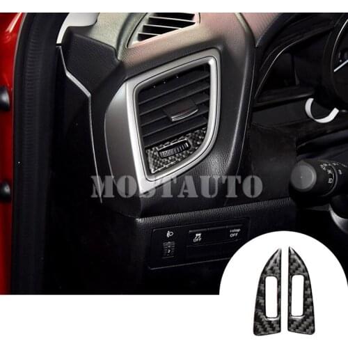 For Mazda 3 Carbon Fiber Inner Dashboard Side Air Vent Knob Trim Cover 2014-2018 2pcs Car Accessories Interior Car Decor