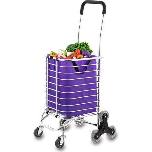 If The Neighboring Food Cart Small Cart Home Shopping Cart Climbs The Stairs Foldable Bold Dual-use Trolley Car Trolley Cart