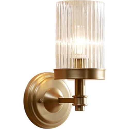 European Gold Copper Glass Wall Lamp For Bedroom Applique Murale Led Light Fixtures lustre led