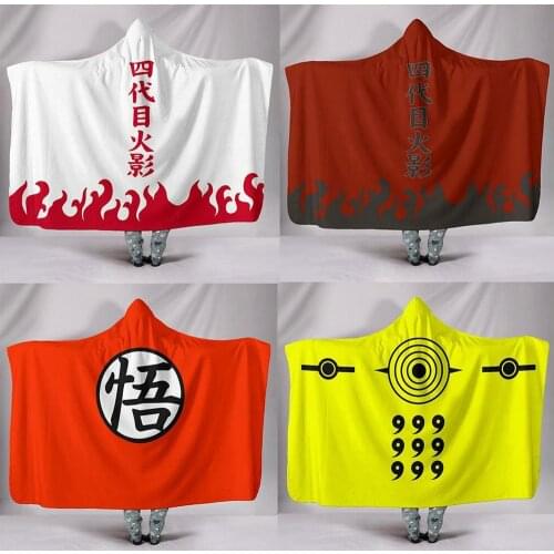 Anime Naruto Fleece Throw Hooded Blanket 3D Printed Flannel Fleece Kids Adults Blankets for Winter Warm Sofa Bed Outdoor