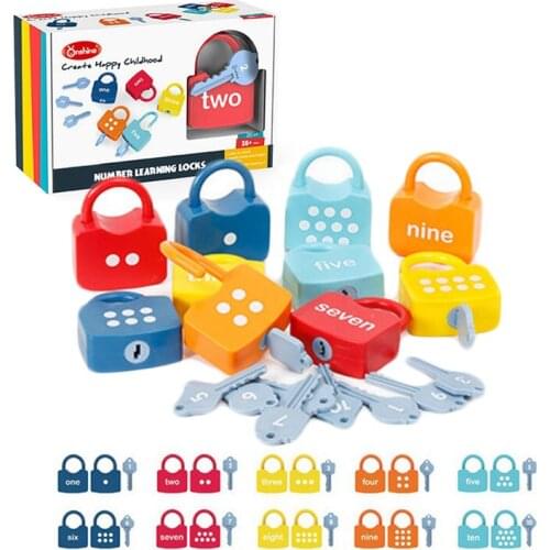 Montessori Toys Baby Color Math Match Unlock Numbers Locking Game Kids Educational Toys For Children Learn to Unlock Montessori