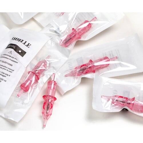 Quelle 1001RL Thinner Single Needles Tattoo Cartridge for Tattoo Pen Machines Disposable 0.30MM Pink Safe Needle