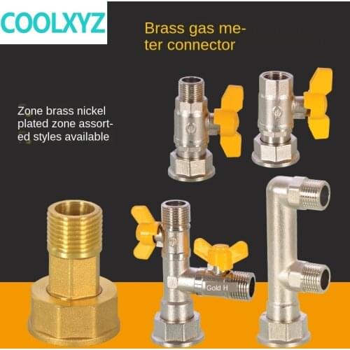 M30 natural gas meter valve accessories switch gas F-type T-type three-way gas meter head 4 points threaded joint ball valve