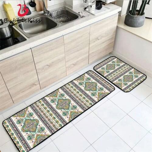 Bubble Kiss Doormat for Entrance Door Waterproof Kitchen Mat Farmhouse Home Decor Yellow Green Floral Pattern Strip Kitchen Mat
